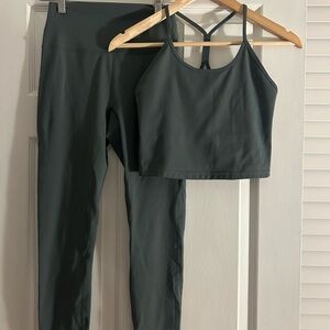 Women's Olive Green Leggings and Top Set